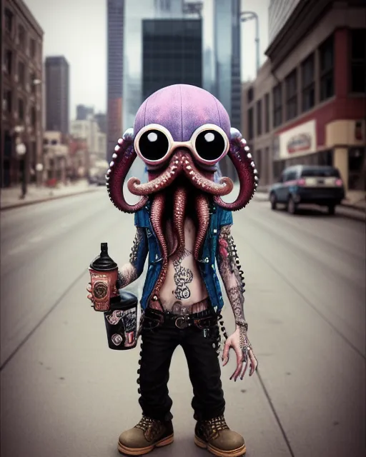 A humanoid, hipster, octopus as - Free AI Photo Generator - starryai