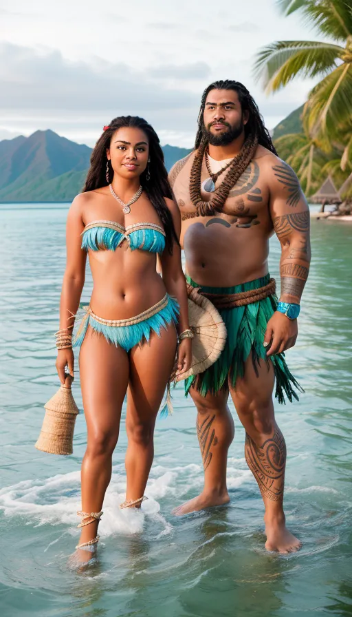 Moana & Maui (live action) - AI Photo Generator - starryai