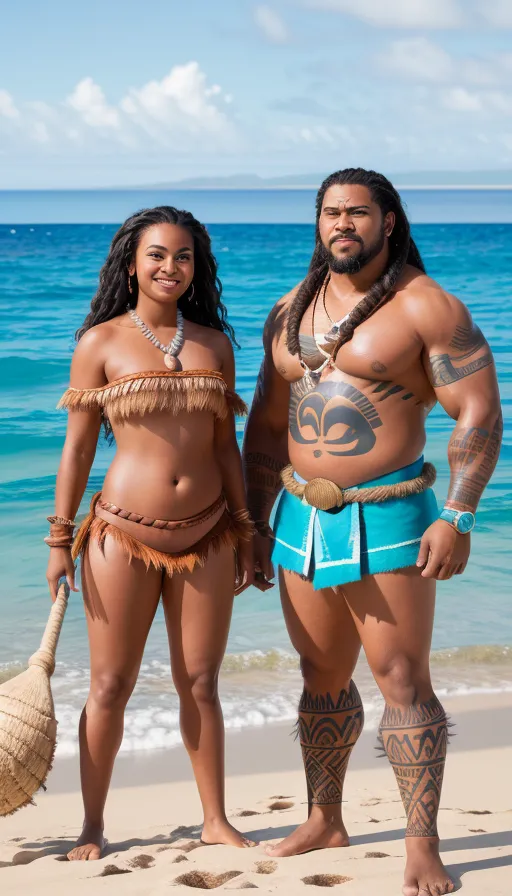 Moana & Maui (live action) - AI Photo Generator - starryai