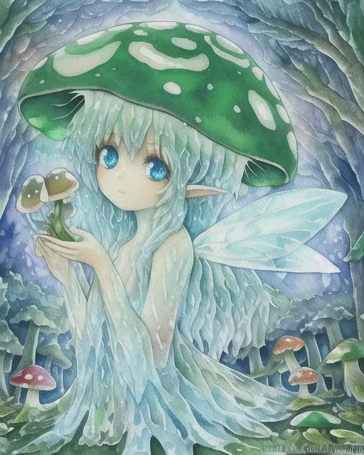 Cute mushroom fairy a forest, - Free AI Photo Generator - starryai