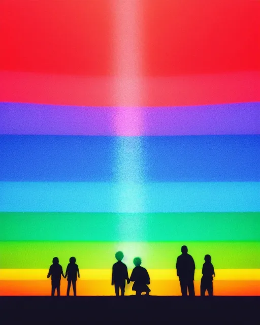 Rainbow light outlined shadow on - Free AI Photo Generator - starryai