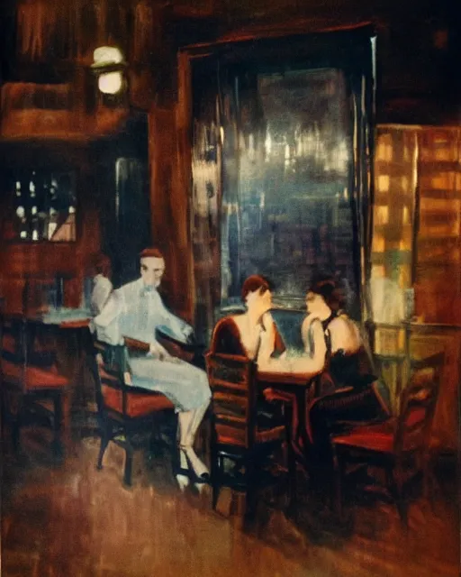 man and two women in a restraunt late night 1930 new york