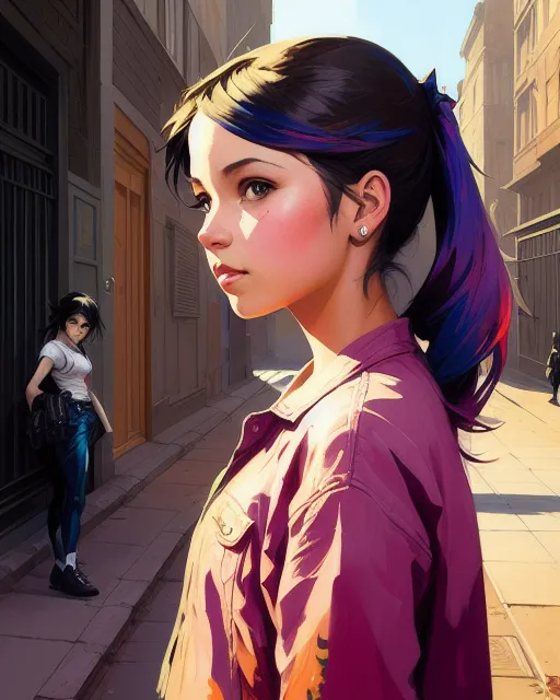 Teen girl streets - AI Photo Generator - starryai