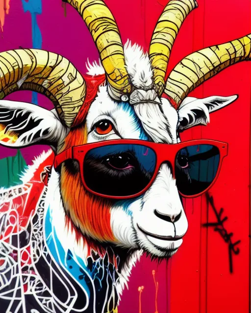 close up, full color painting goat,   AI Photo Generator   starryai