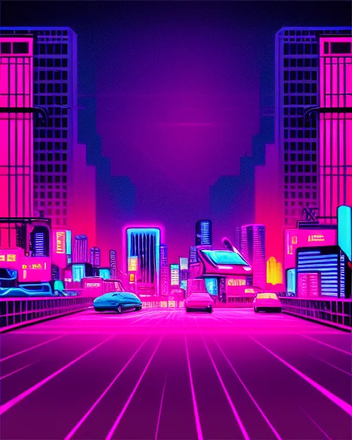 , beautiful synthwave city - Free AI Photo Generator - starryai
