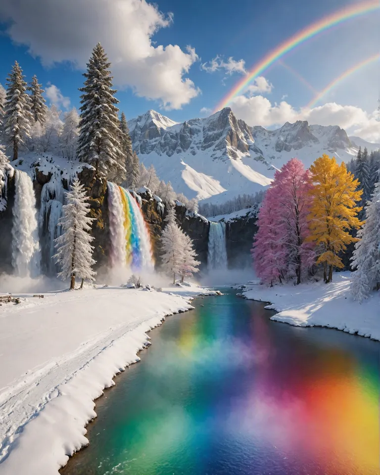 A beautiful winter landscape - - Free AI Photo Generator - starryai
