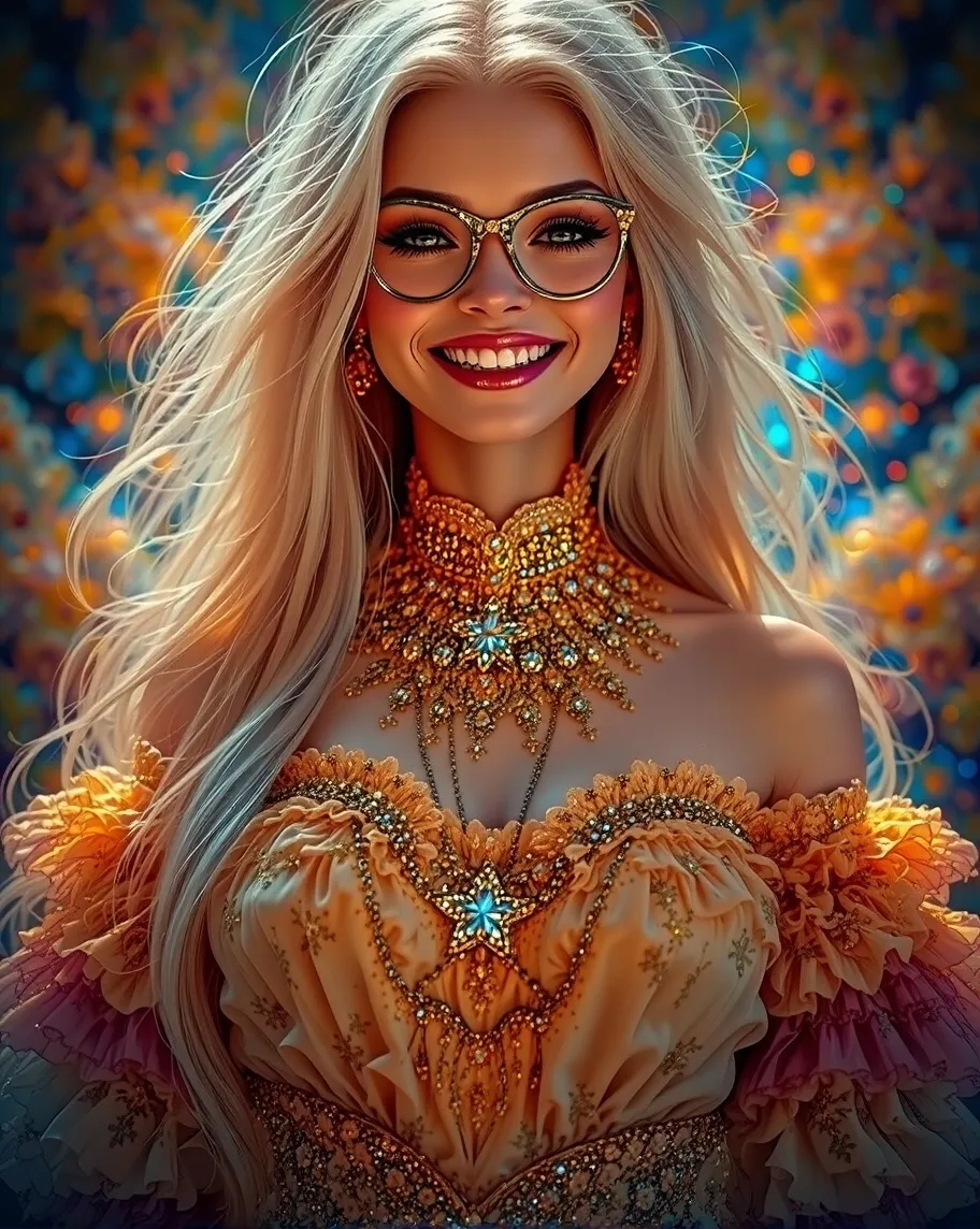 girl wears a dress stars - Free AI Photo Generator - starryai