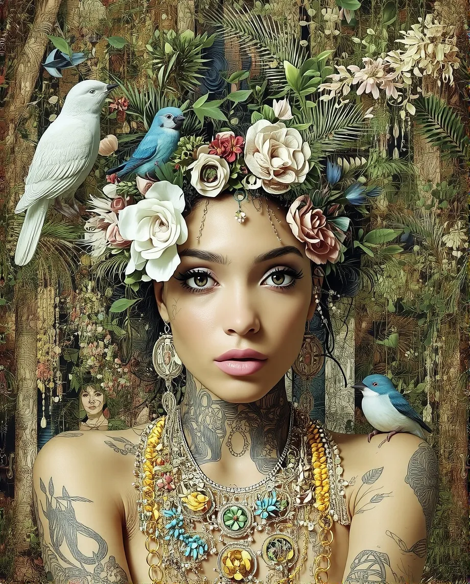 A surreal fashion model draped - Free AI Photo Generator - starryai